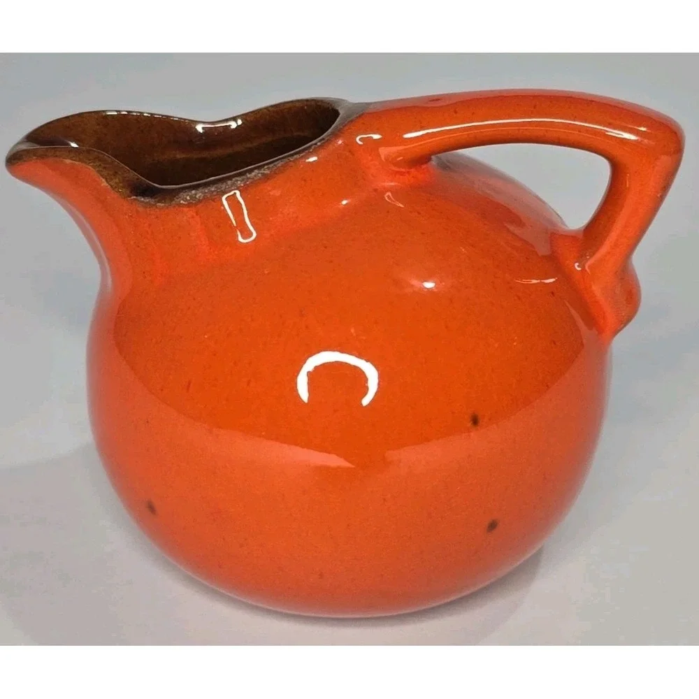 RARE Find Vintage Frankoma Pottery Red Mini Ball Creamer Pitcher #553